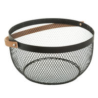 AUFBEWAHRUNGSKORB Mesh, mit Tragegriff, Metall, Bambus, 29 cm - Silberfarben, Metall (26.5/14.5/26.5cm) - 5five Simply Smart
