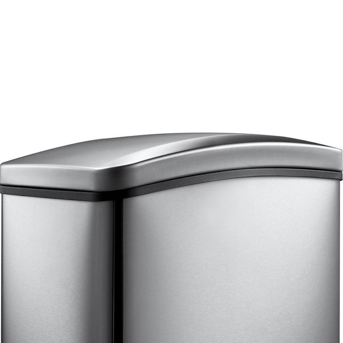 MÜLLEIMER Rechteckiger Aus Gebürstetem Edelstahl 8 Liter 33,5 x 17,8 x 33,2 cm Silber - Silberfarben, Metall (17.8/33.5/33.2cm) - PROREGAL