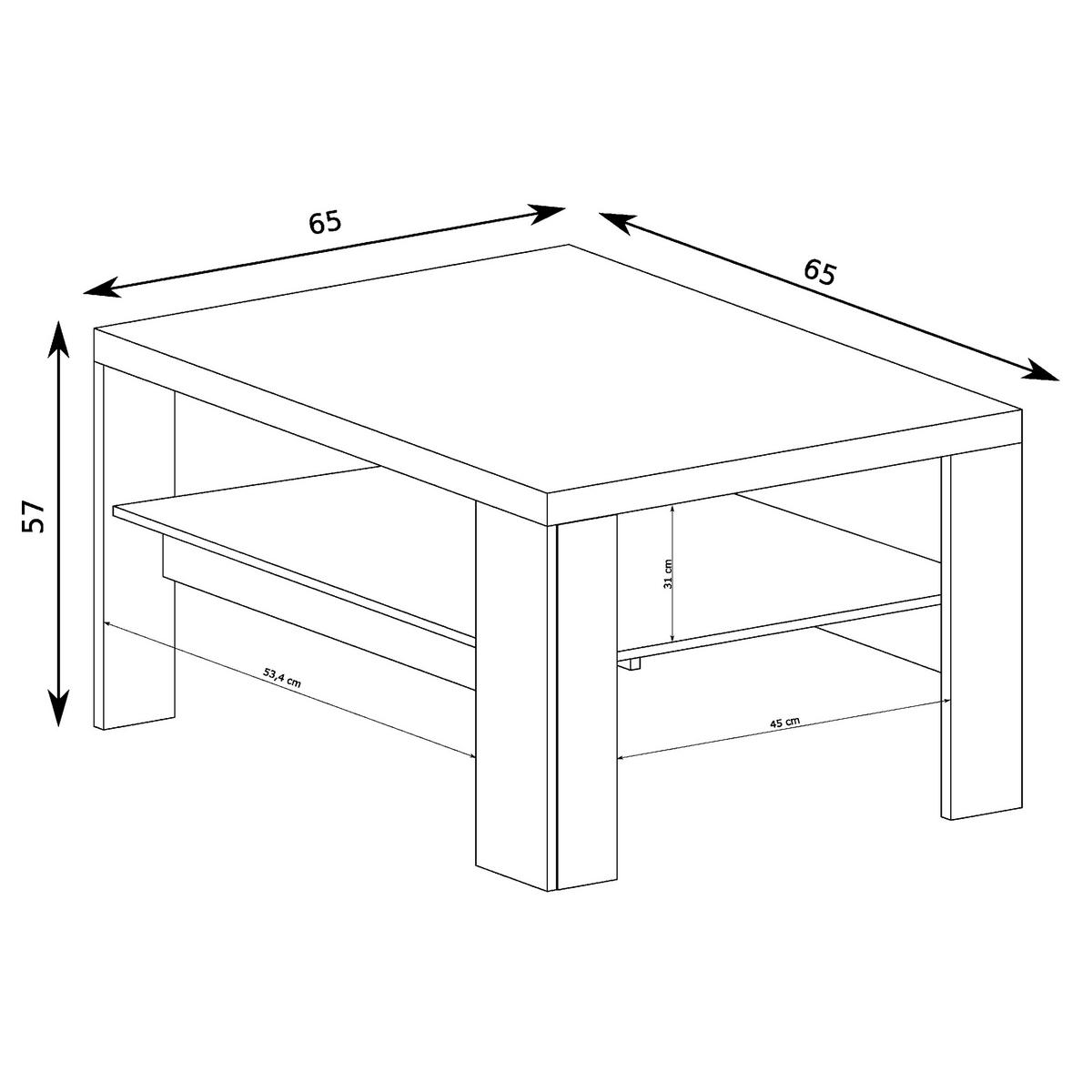 COUCHTISCH BALESTRAND N19 Eingebaute Regale Eiche - Eichefarben, Glas/Holzwerkstoff (65/65/57cm) - Komodee
