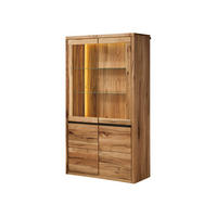 VITRINE Wild-/Zerreiche 105x43x195 natur geölt MONTREUX LUX #115 - Braun, Holz (105/195/43cm) - Massivmoebel24