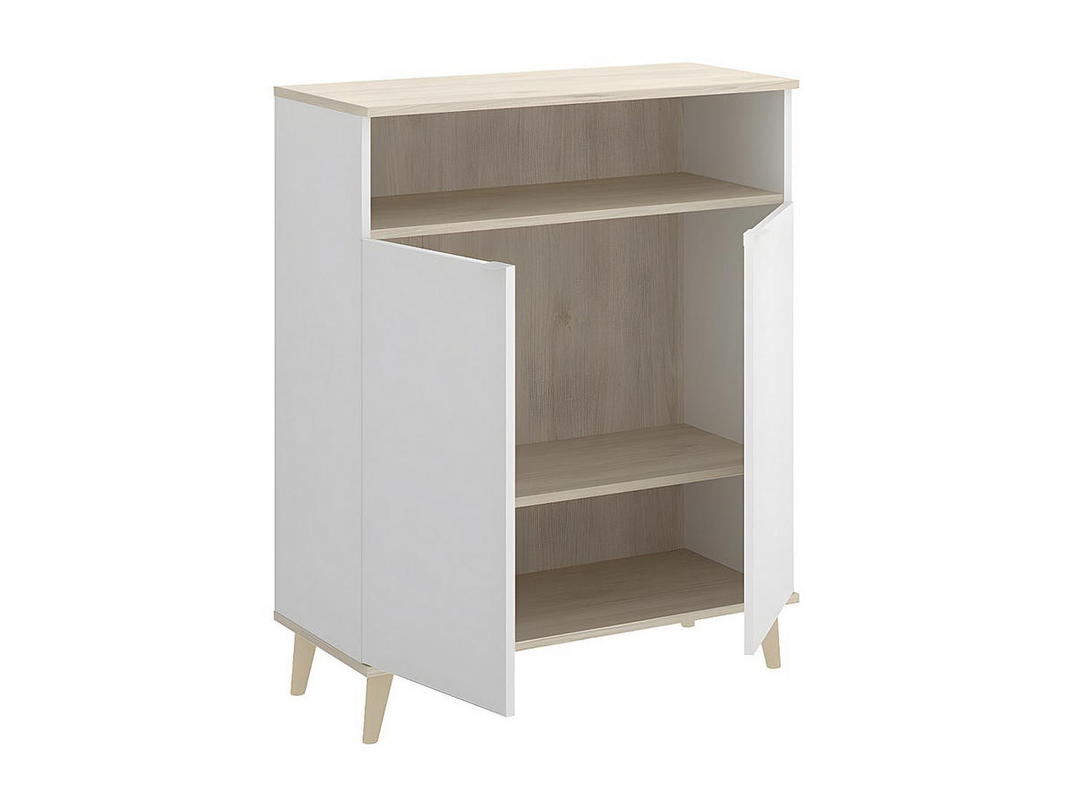 BUFFETSCHRANK - 79.6 cm x 40 cm - holz - naturfarben hell, weiß Wajdi - Weiß, Holz (79/102/40cm) - Vente-Unique
