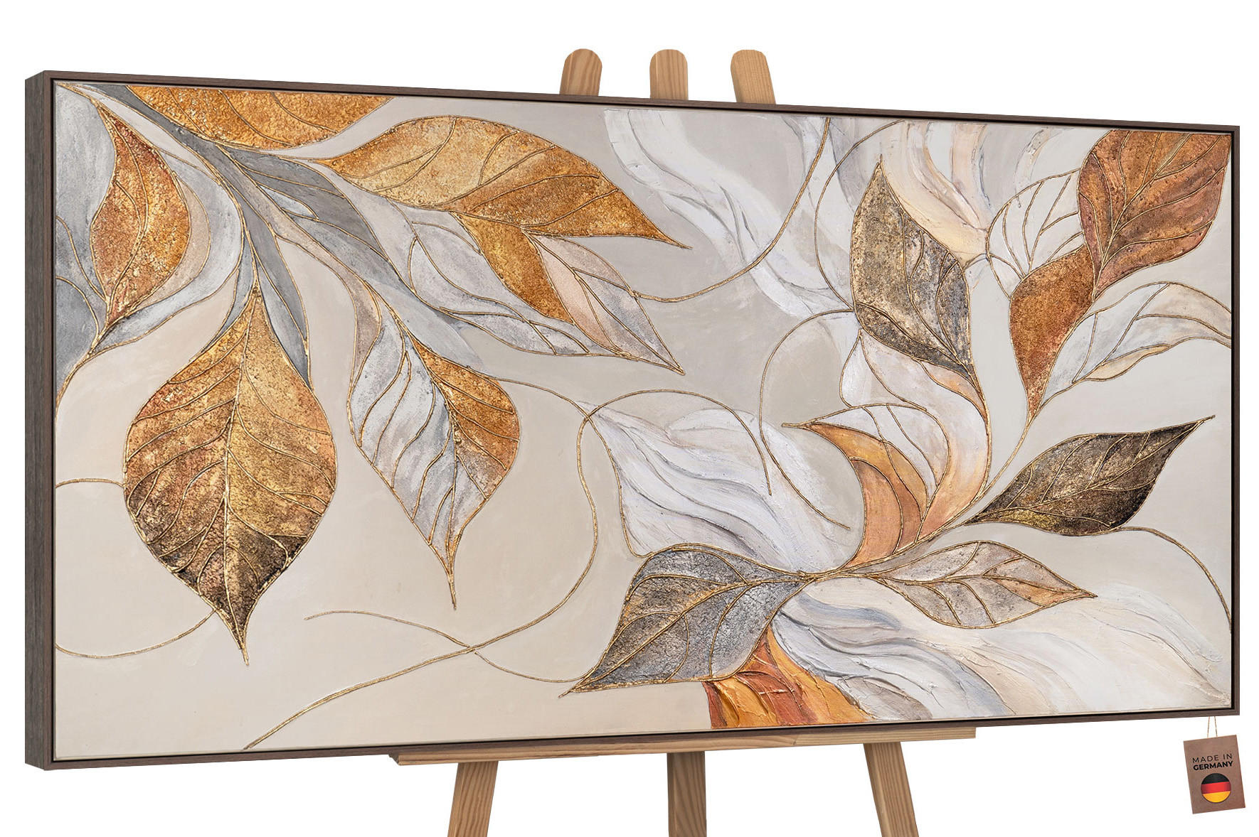 GEMÄLDE Natürliche Verzierung Schattenfugenrahmen Grau 120x60 cm - Grau, Holz (120/60cm) - YS-art gallery