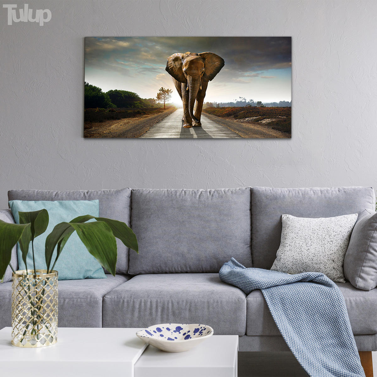 GLASBILD 120x60 cm Safari-Sonnenuntergang - Mokka, Glas (120/60cm) - TULUP