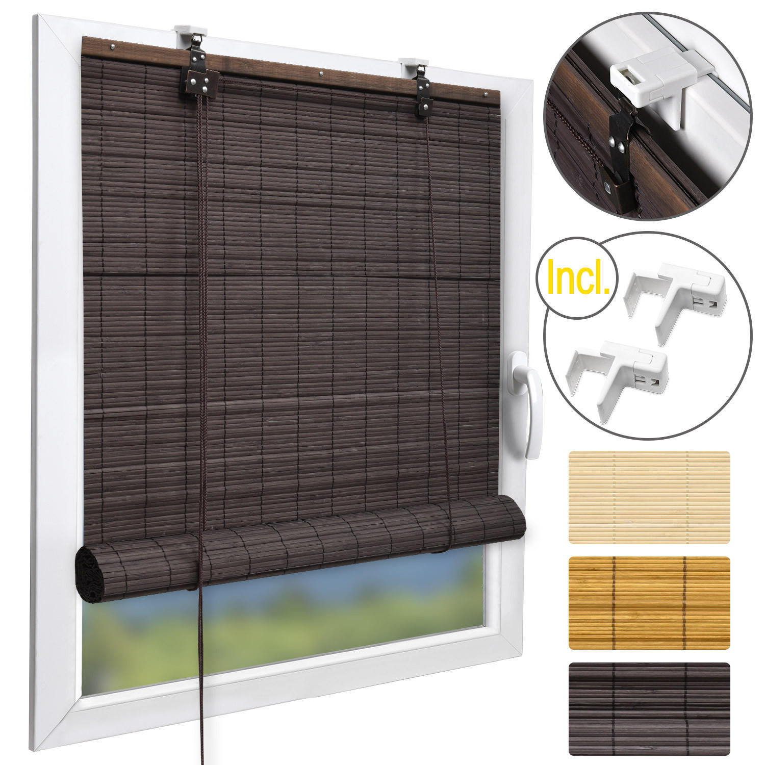 BAMBUSROLLO SolDecor B86 100x160cm Braun - Dunkelbraun, Holz (100/160cm) - Sol Royal