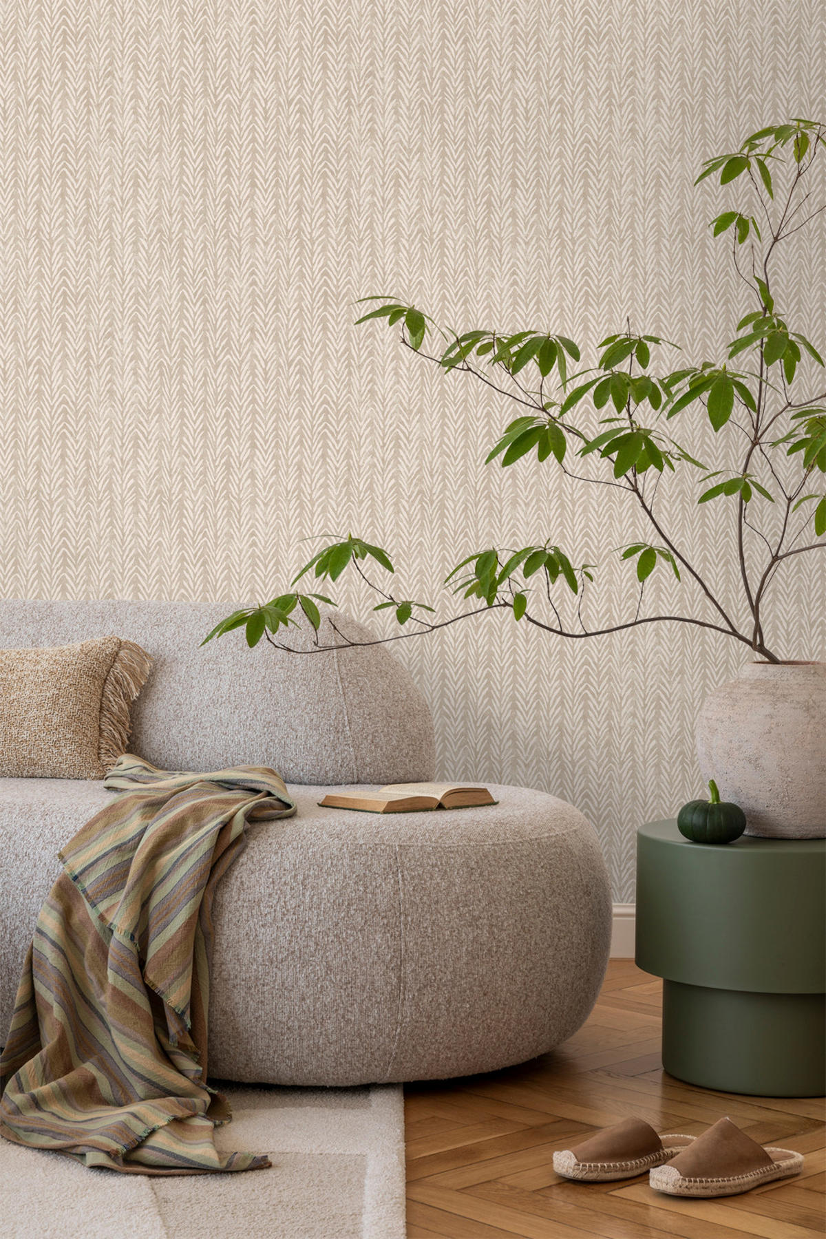 TAPETE Zickzack-Motiv 53 cm x 10 m - Beige, Papier (53/1000cm) - Sanders & Sanders