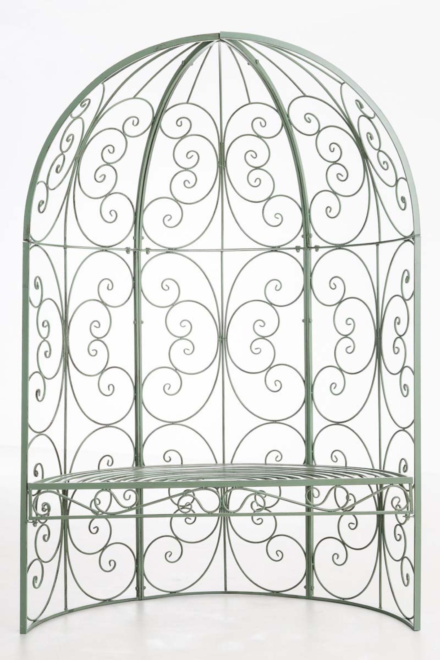 HALBPAVILLON Rosalia mit Sitzbank antik-grün - Grün, Metall (120/178/58cm) - TPFGarden