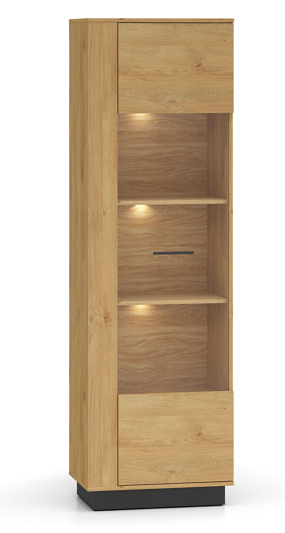 VITRINE Modesto Eiche Style hell / Schwarz 60 / 40 / 196 cm - Hellbraun/Eichefarben, Holz/Holzwerkstoff (60/196/40cm) - Feldmann-Wohnen