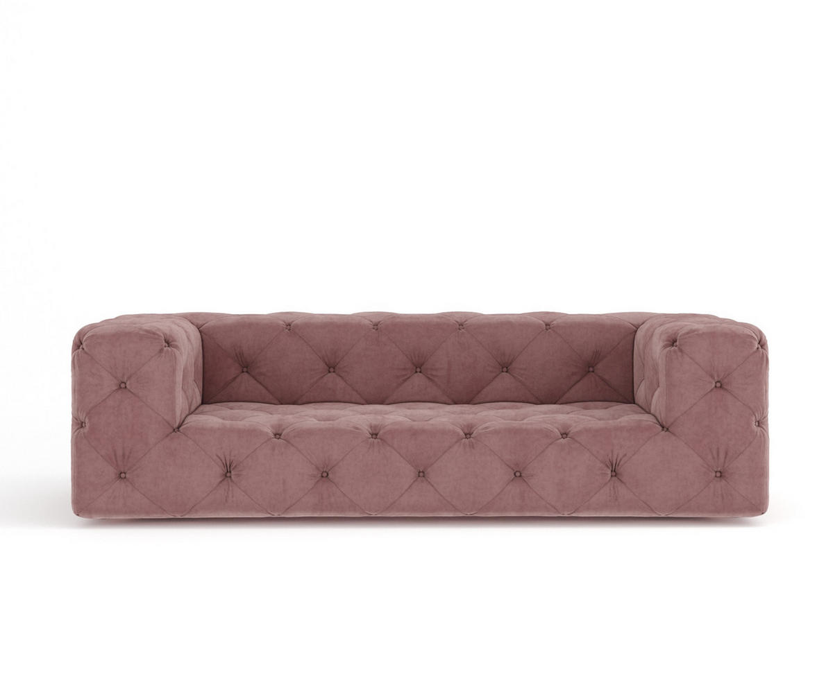 3-SITZER-SOFA Cosimo Rosa Samtstoff - Schwarz/Rosa, Holz/Holzwerkstoff (230/71/100cm) - Maison de Reve
