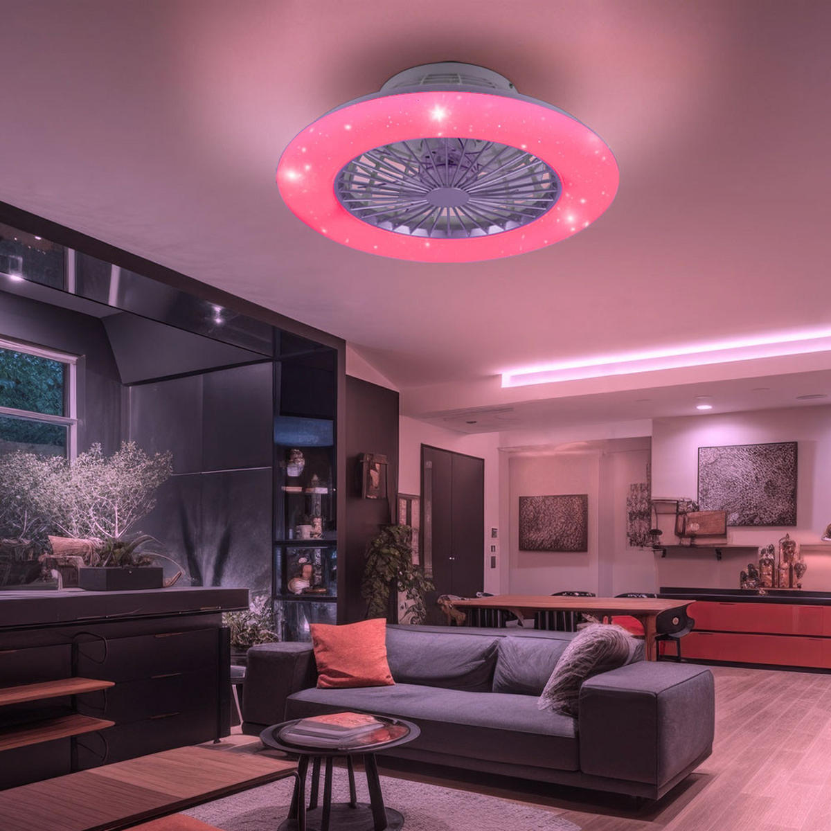 LED DECKENLEUCHTE Deckenventilator Weiß - Weiß, Kunststoff (50/50/16cm)