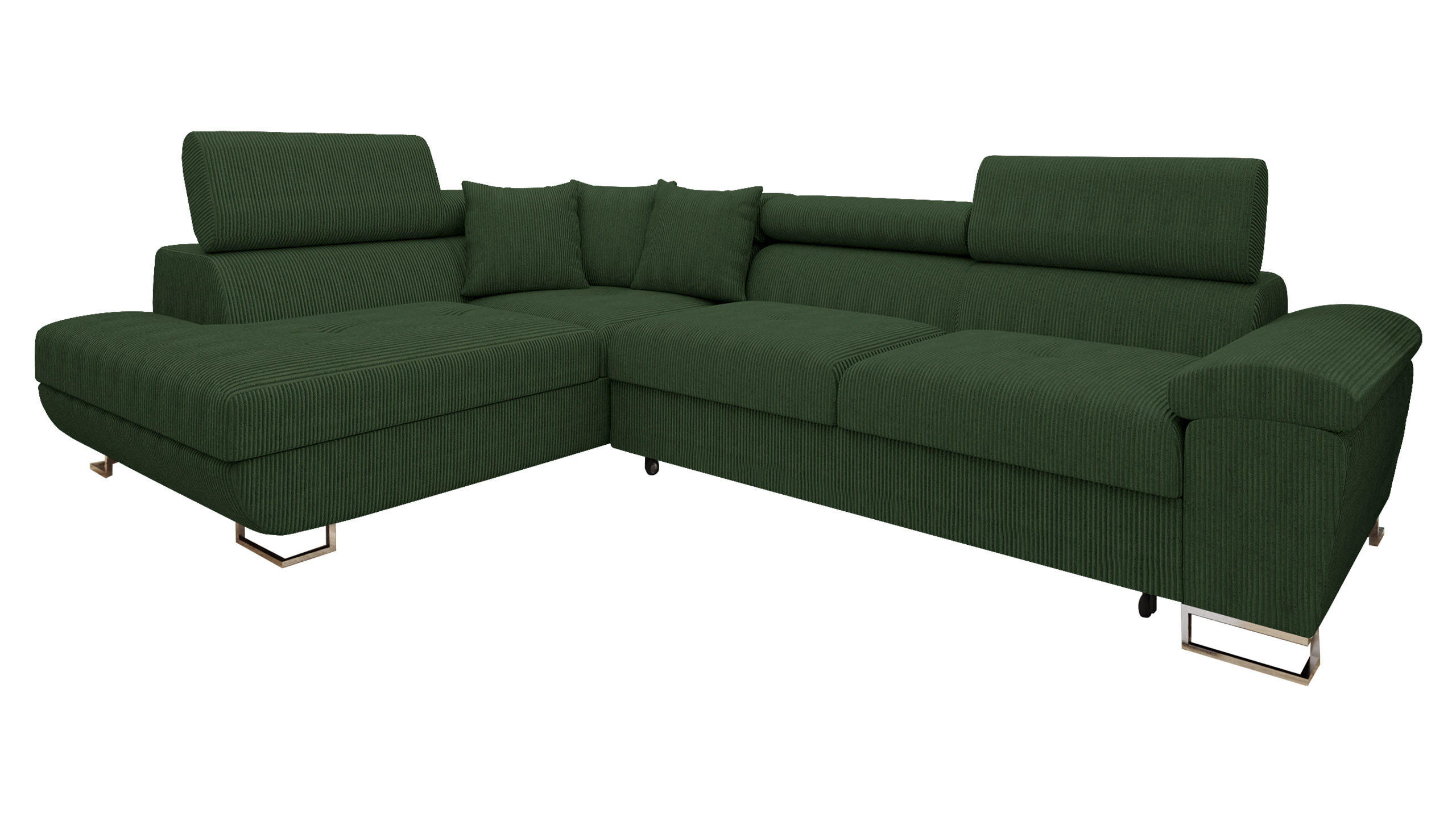 ECKSOFA Cotere Cord, Seite: Links - Grün, Holz/Textil (270/202cm) - MIRJAN24