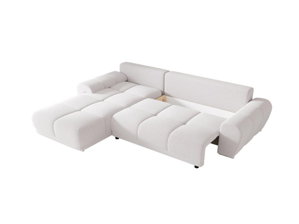 ECKSOFA BEGA L Links ARAGON 01 mit Schlaffunktion - Weiß, Textil (289/185cm) - Bedante