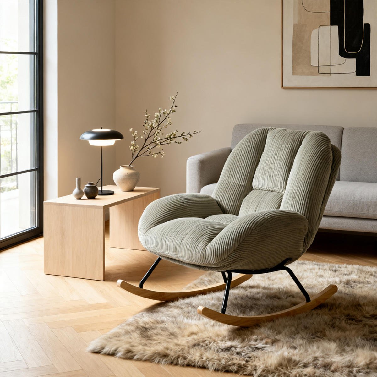 SESSEL, höhenverstellbar, drehbar, mit Neigefunktion, Cordbezug, Grau - Grau, Textil (79/84/111cm) - Meubles Cosy