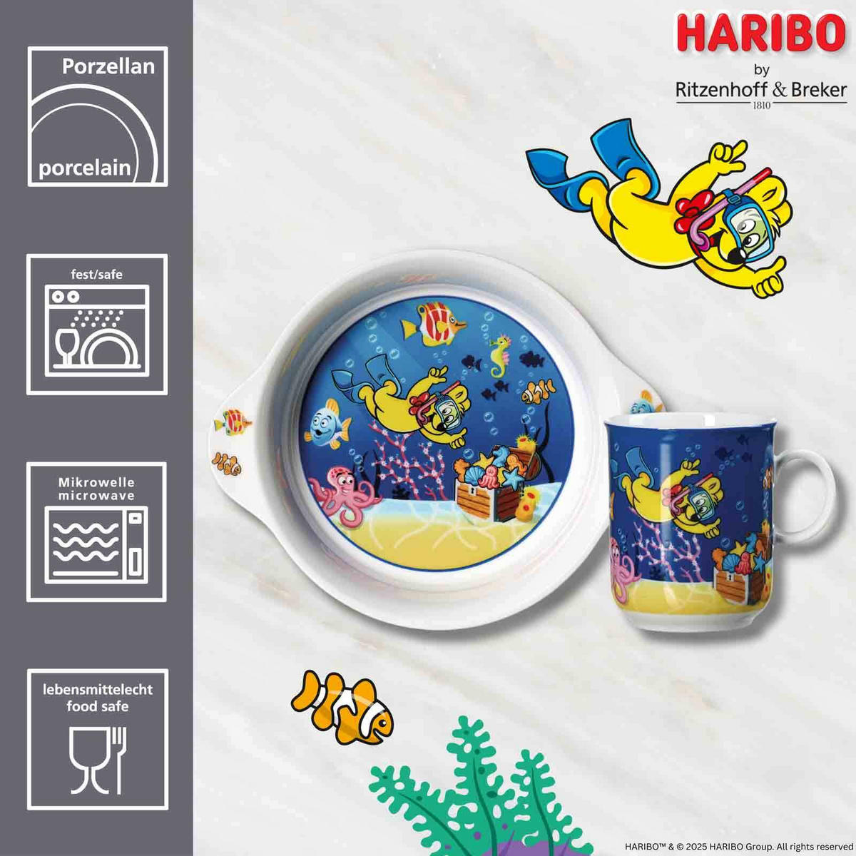 KINDERGESCHIRR-SET Haribo Seaworld bunt - Multicolor, Keramik (1/1/1cm) - Ritzenhoff Breker