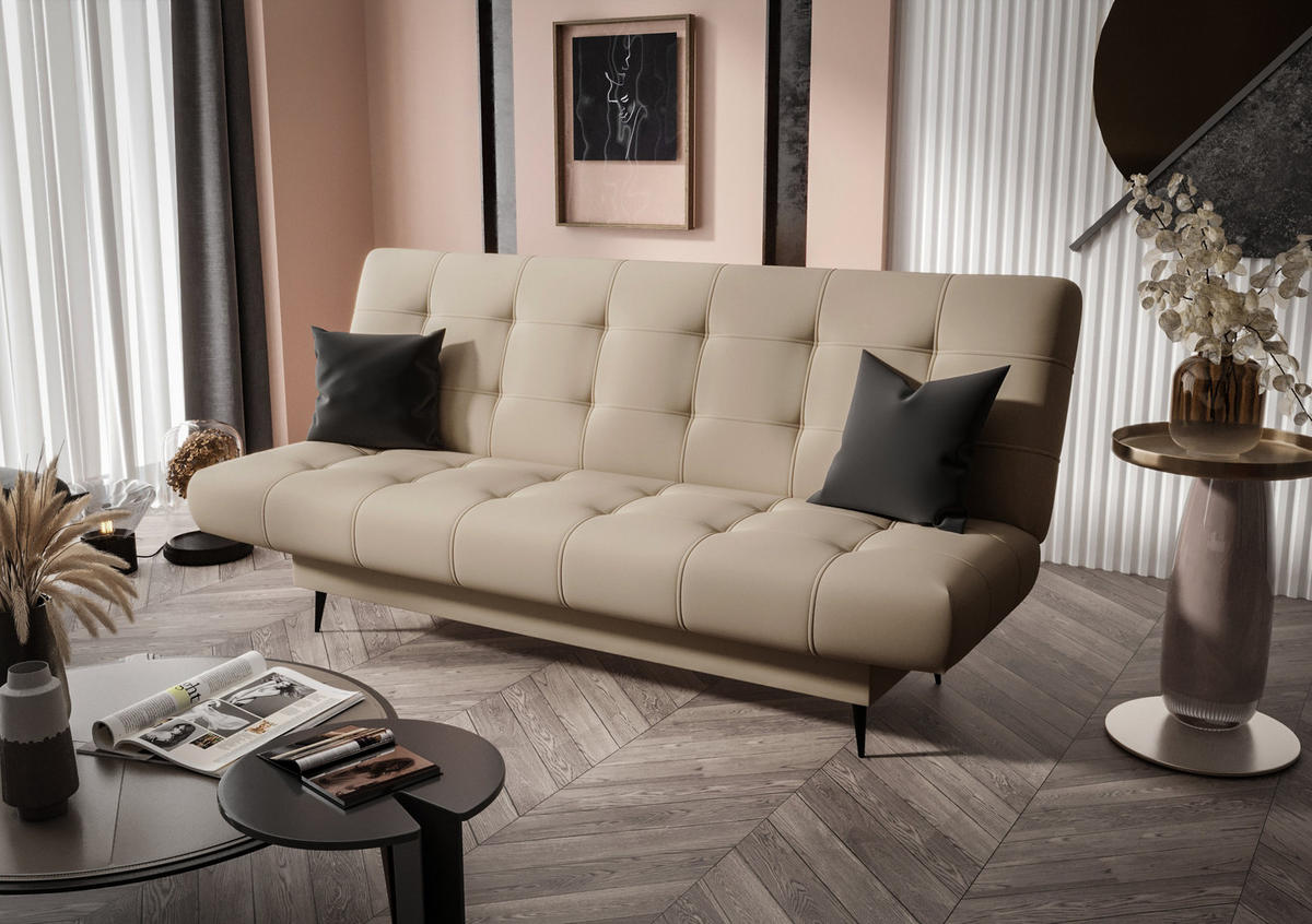 SCHLAFSOFA KONGO 05, Sofa mit Schlaffunktion, Farbe: Beige, Velourstoff - Beige, Textil (200/97/97cm) - O-Sofa