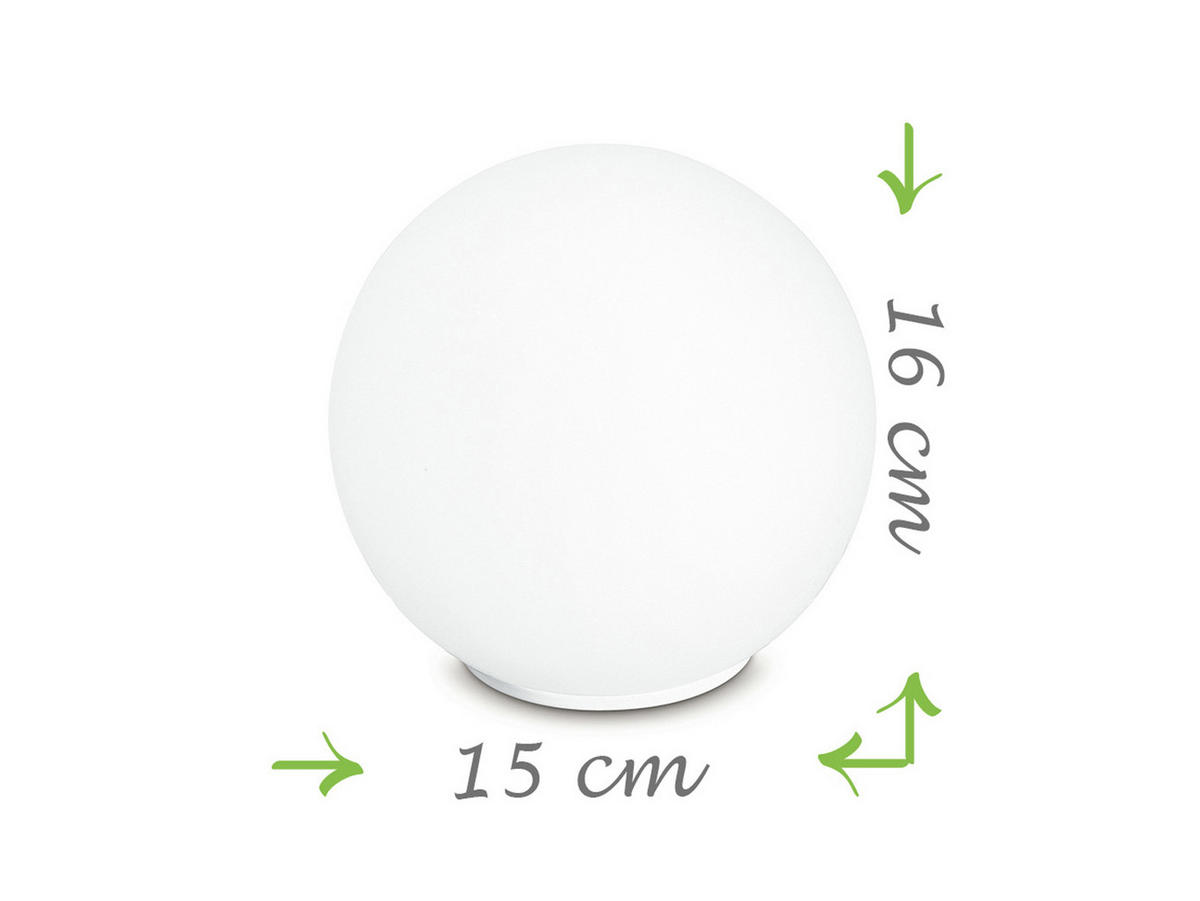 LED-TISCHLEUCHTE Glaskugel Lampenschirm, Ø15cm - Weiß, Glas/Metall (15/15/16cm) - meineWunschleuchte