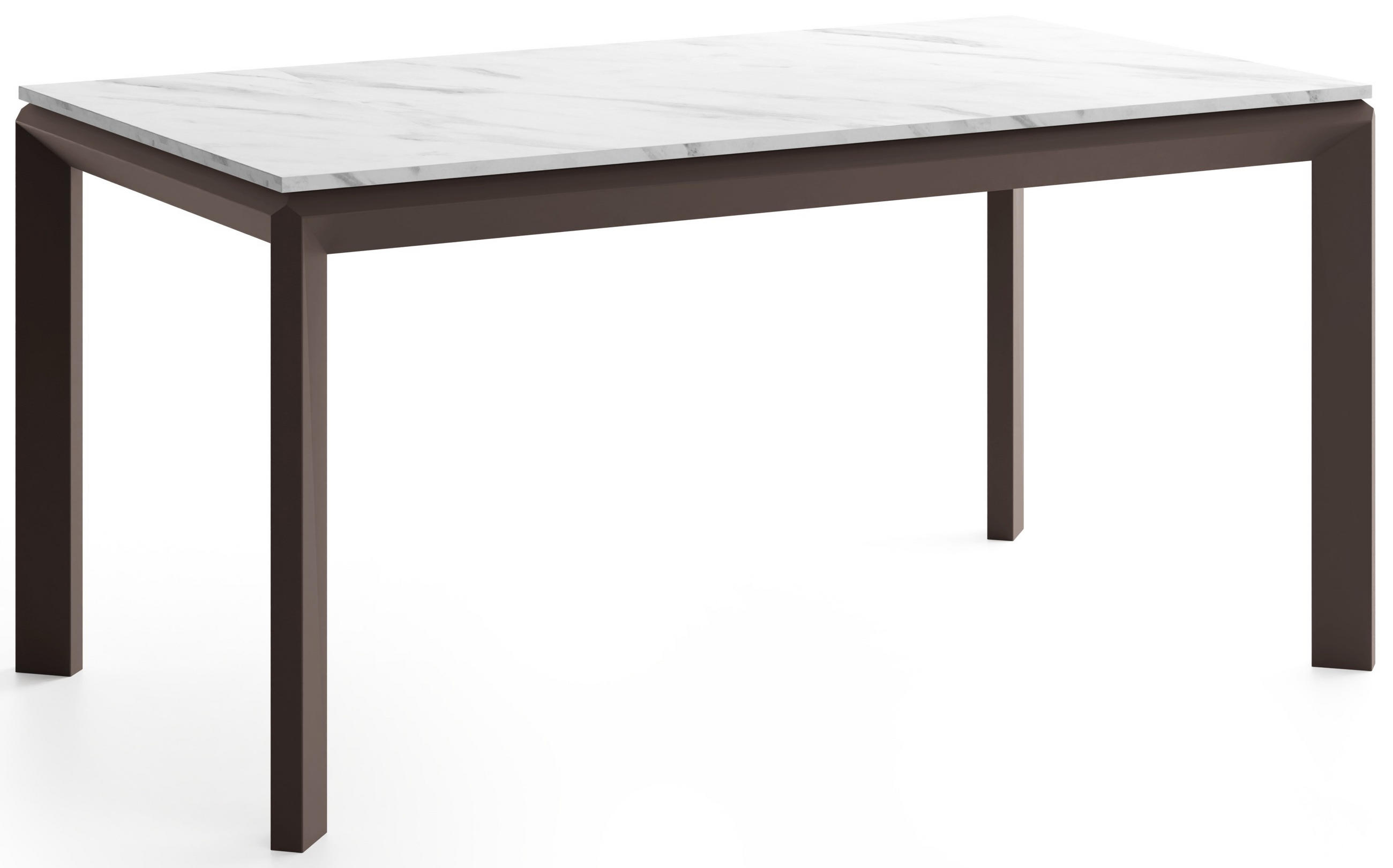 ESSTISCH Elan rechteckig ausziehbar verlängerbar mit Braunen Metallbeinen, Marmor Weiß 180-270/90/76 cm - Ecru/Weiß, Holzwerkstoff/Metall (90/270/76cm) - WFL GROUP