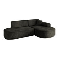 ECKSOFA Ottomane Rechts MARI-L1-v3 - 243x171x83 cm Schwarz Velours - Schwarz, Holzwerkstoff/Kunststoff (171/243cm) - ALTDECOR