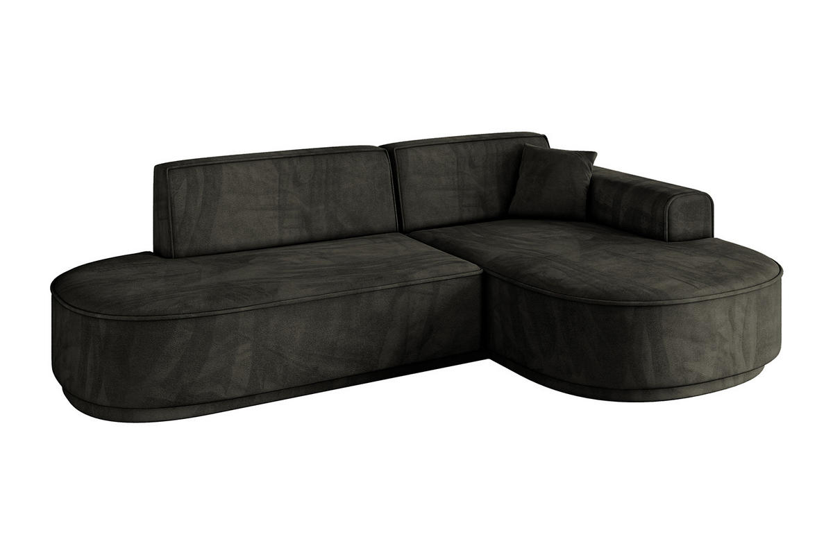 ECKSOFA Ottomane Rechts MARI-L1-v3 - 243x171x83 cm Schwarz Velours - Schwarz, Holzwerkstoff/Kunststoff (171/243cm) - ALTDECOR
