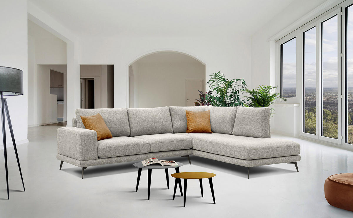 ECKSOFA MEDIOLANE 5-Sitzer, hellgrau - Hellgrau, Holzwerkstoff/Textil (282/219cm) - Courtois Laville