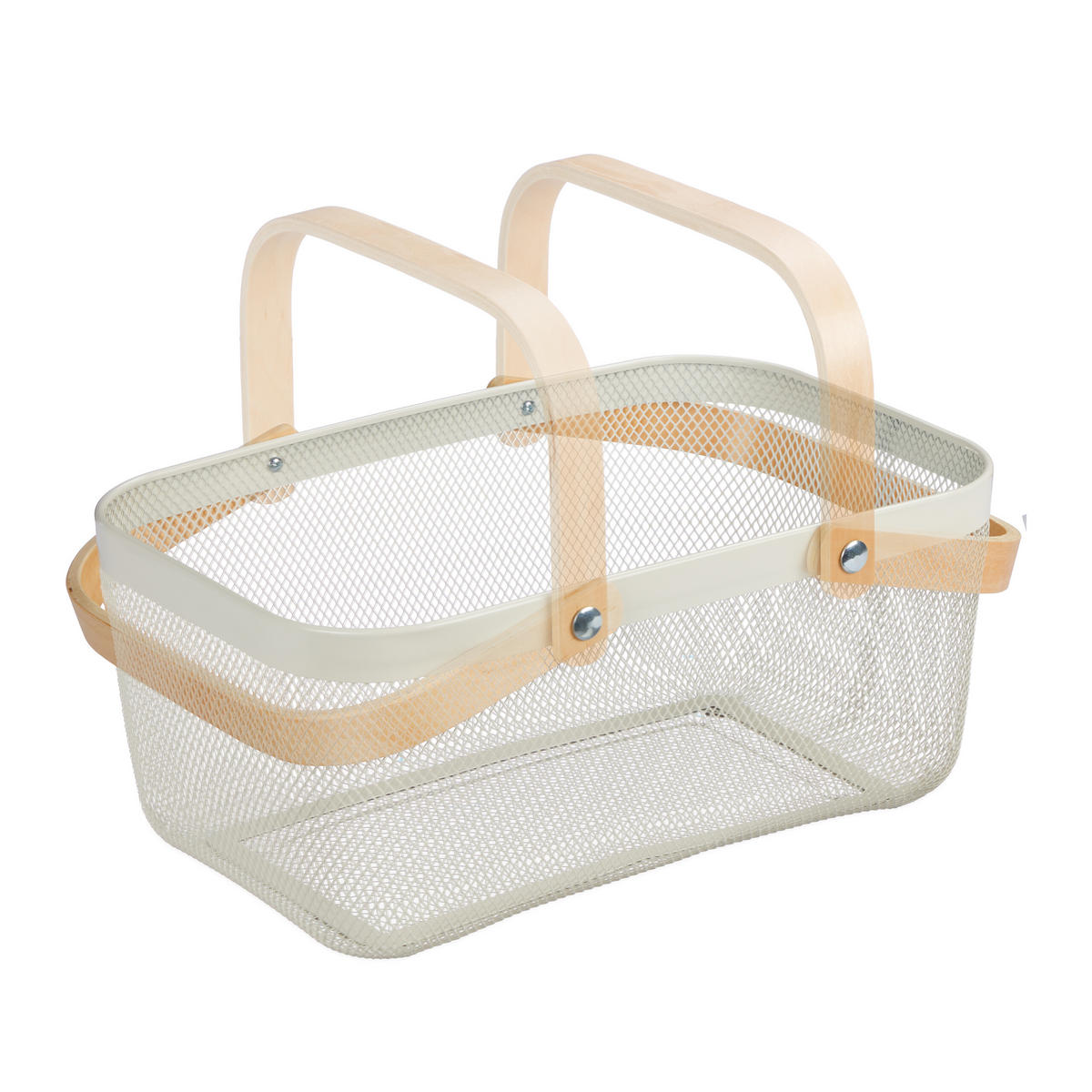 DRAHTKORB - Weiß, Holz/Metall (43/17.5/27cm) - Relaxdays