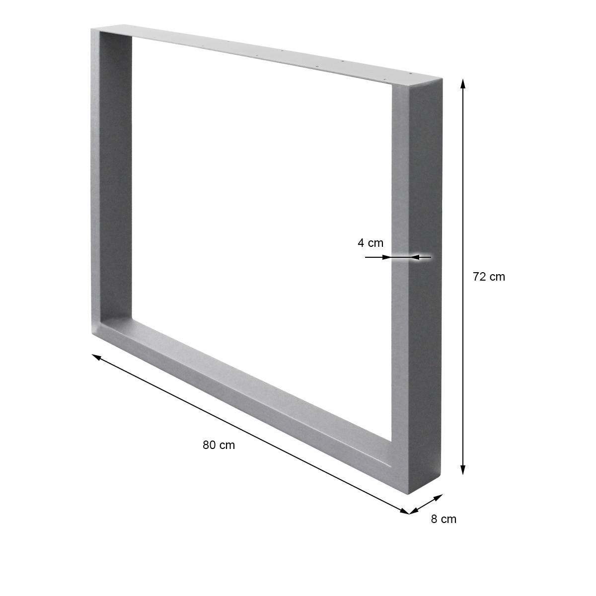TISCHBEINE 2er Set 80 x 72 cm Grau - Grau, Metall (80/8/72cm) - ECD-Germany