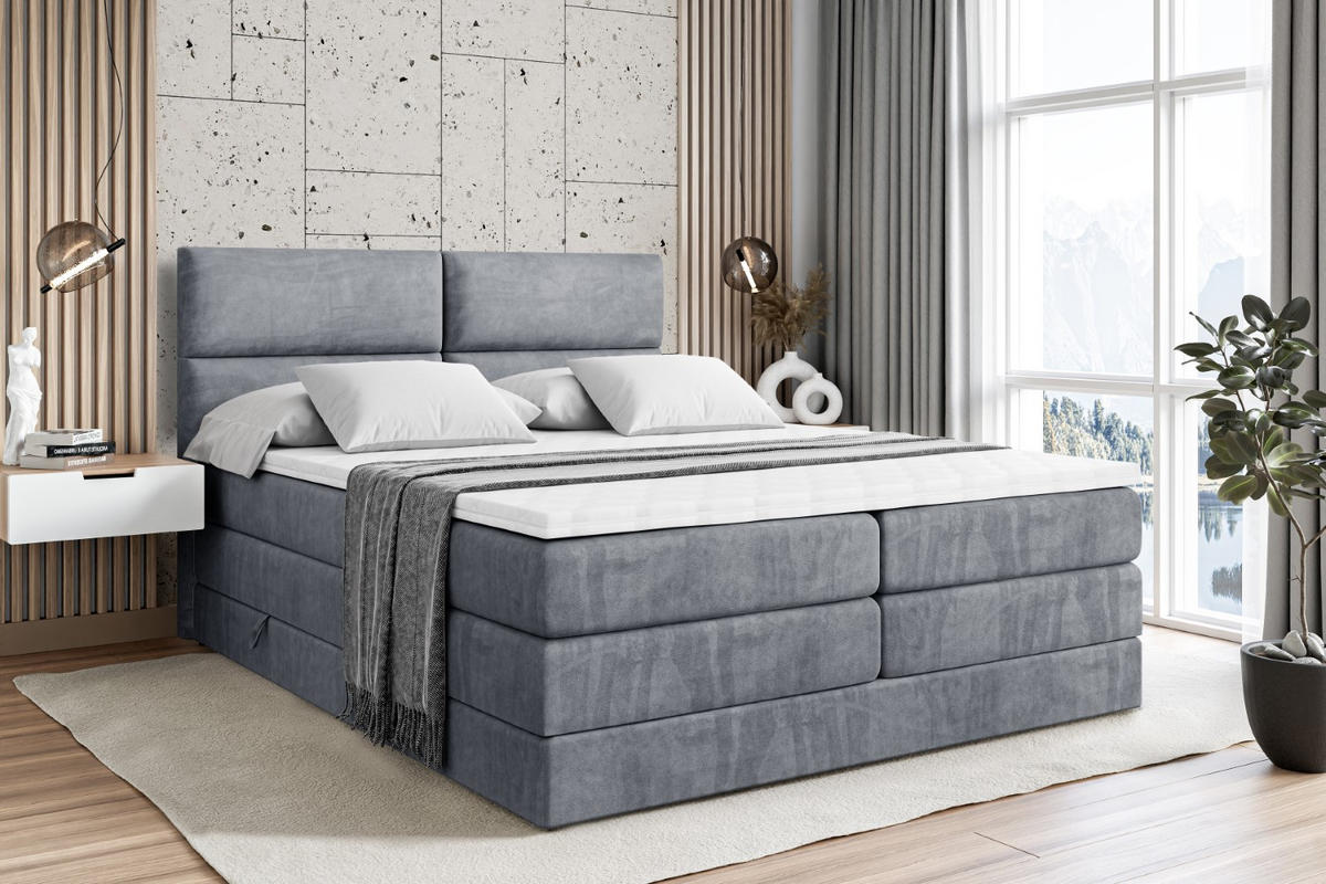 BOXSPRINGBETT BOXI3 KING - 120x200 - H3/H4 - Grau - Grau, Holzwerkstoff (120/200cm) - ALTDECOR