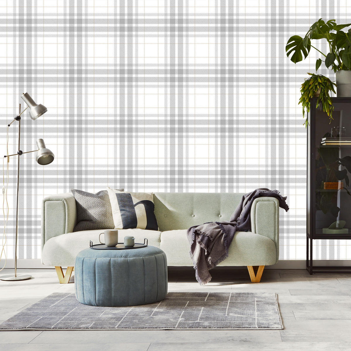 VLIESTAPETE Feines Karomuster – Grau, Weiß – 50x1000 cm - Weiß/Grau, Papier (50/1000cm) - Muralo