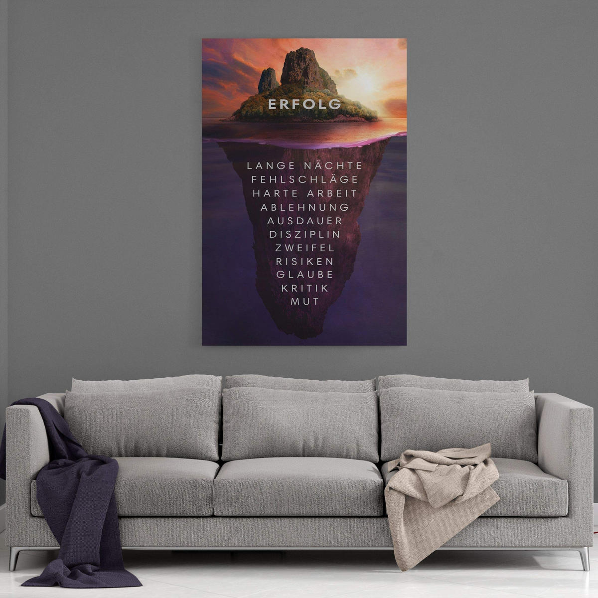 WANDBILD XXL "Insel des Erfolgs" - 40 x 60 cm - Weiß, Textil (40/60cm) - Hustling Sharks