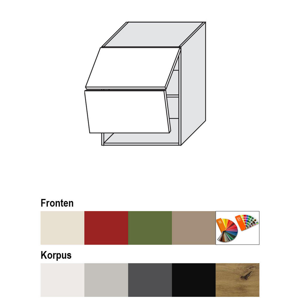 Thumbnail - Feldmann-Wohnen Klapphängeschrank, Graubraun, Dunkelgrau, Holz, 2 Fächer, 60x72x32.5 cm, Küchen, Küchenmöbel, Küchenschr...