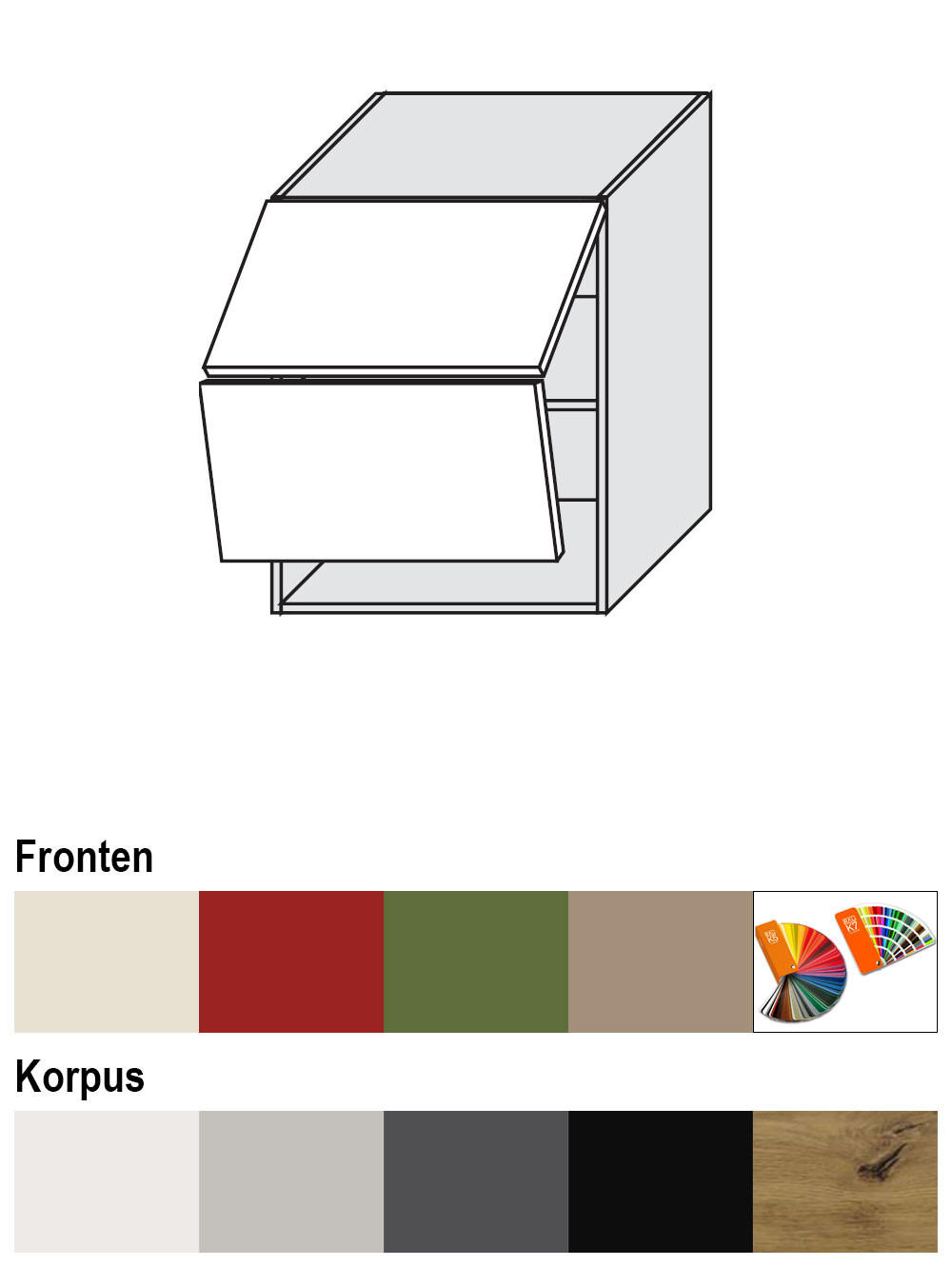 Thumbnail - Feldmann-Wohnen Klapphängeschrank, Creme, Dunkelgrau, Holz, 2 Fächer, 60x72x32.5 cm, Küchen, Küchenmöbel, Küchenschränke...