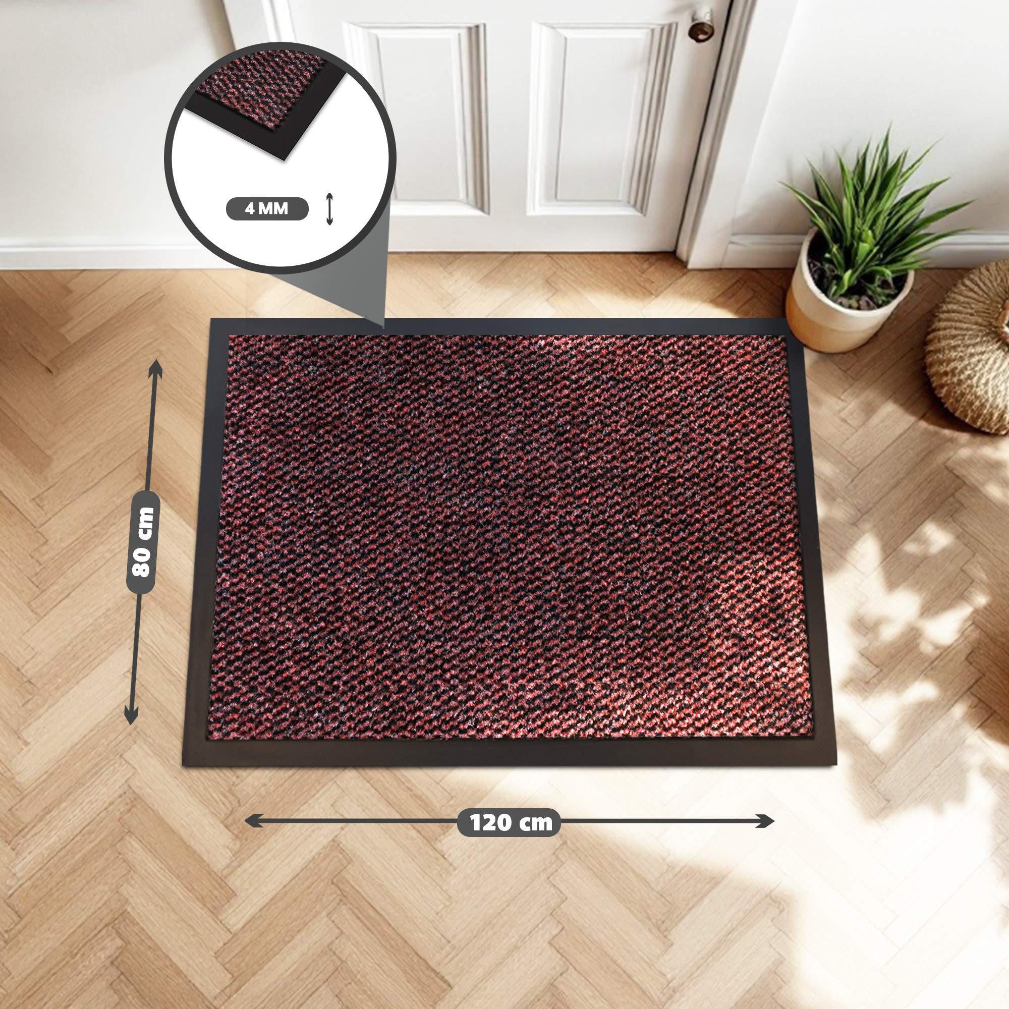 SCHMUTZFANGMATTE PALERMO - Rot, Textil (80/120cm) - WohnDirect