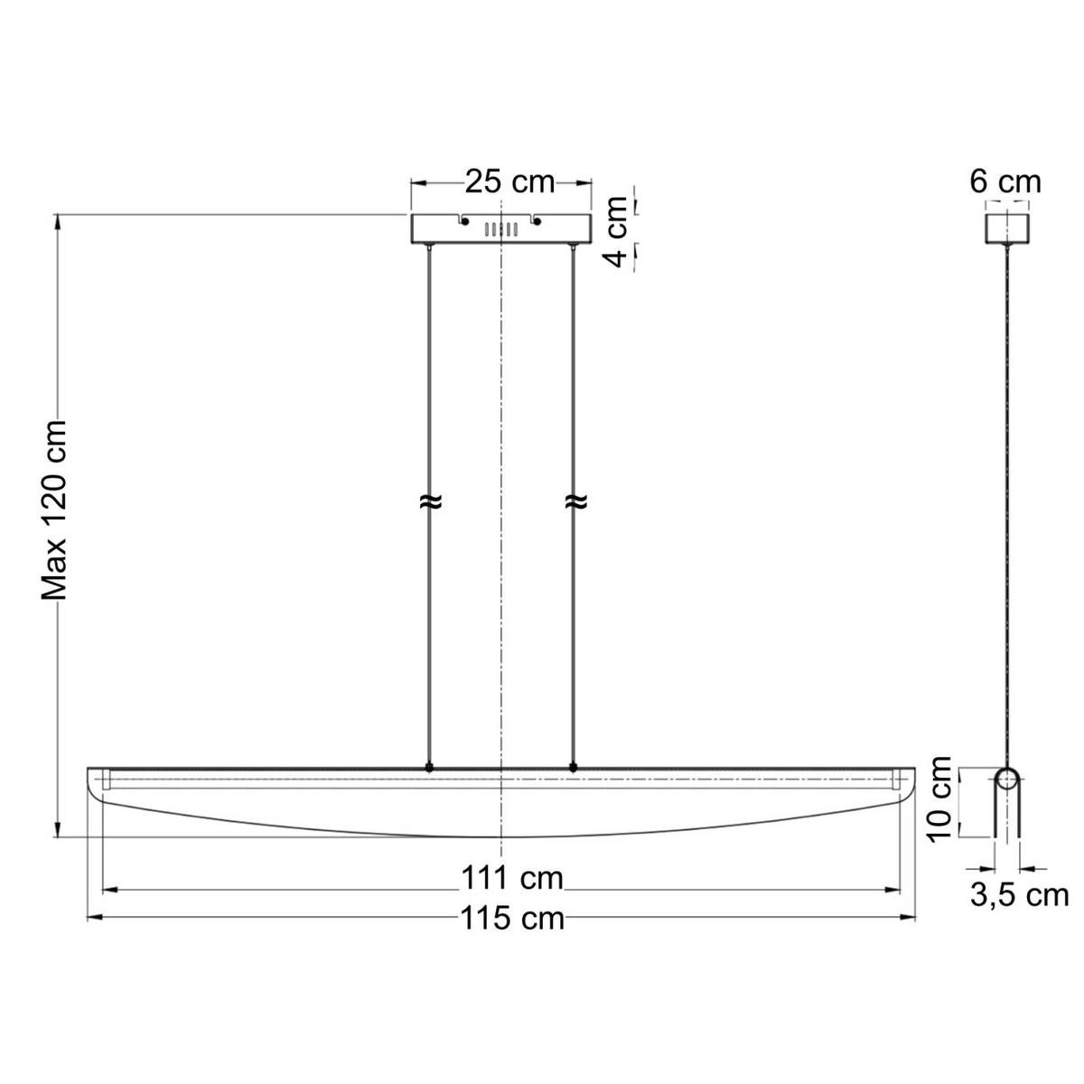 HÄNGELEUCHTE Auren, Beige et blanc, 115cm - Beige, Metall (120/3.5/10cm) - KOSILUM