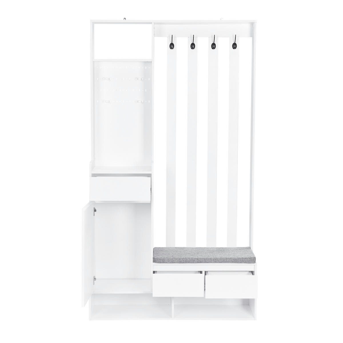 FLURGARDEROBE mit Sitzbank 100 x 35 x 180 cm MDF Weiß - Weiß, Holzwerkstoff (35/180/100cm) - Beauniv