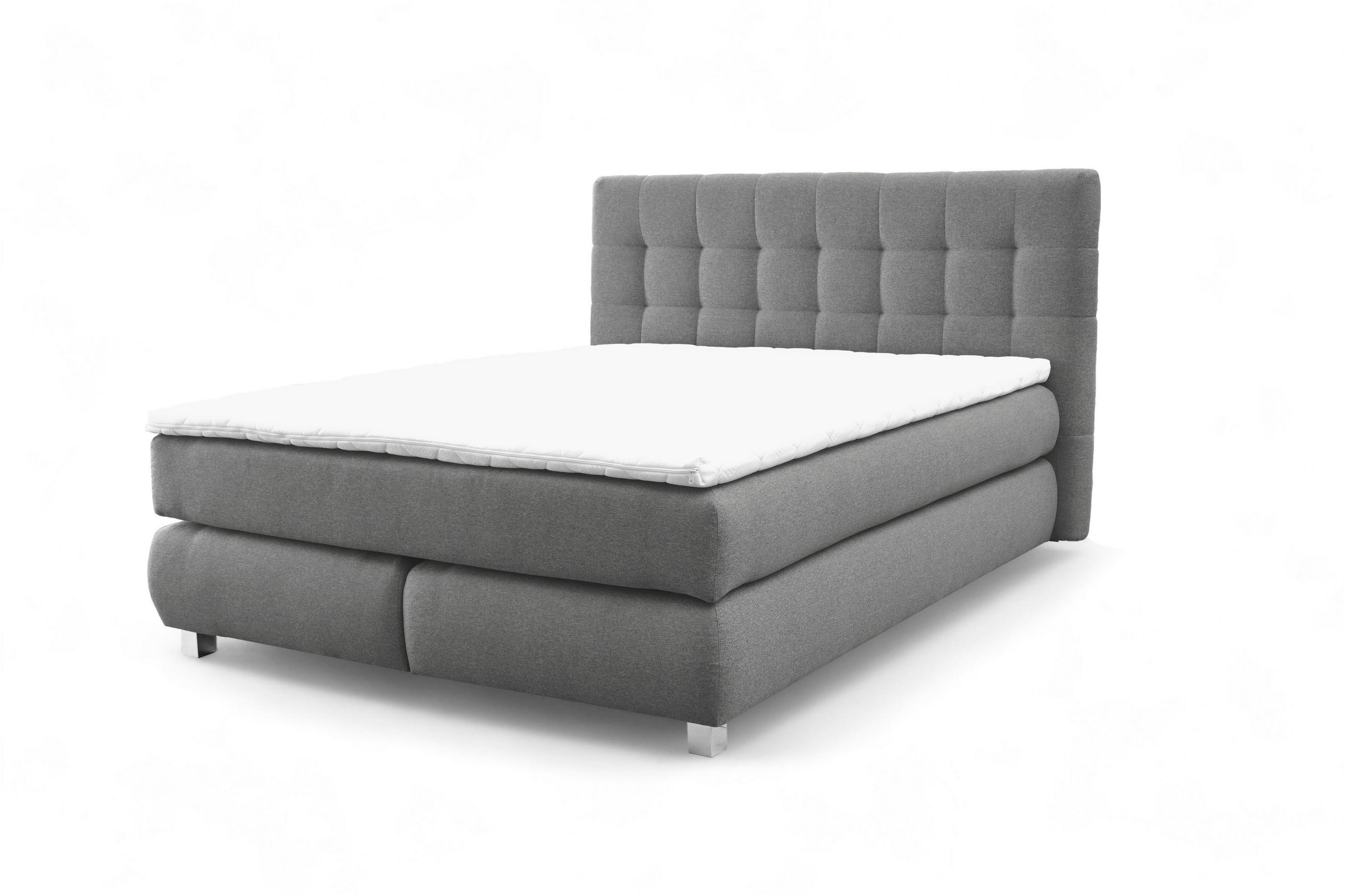 BOXSPRINGBETT Ben mit Pocketmatratze und Bonellmatratze inkl. Topper - Grau, Textil (220/200cm) - AN-Moebel 4u