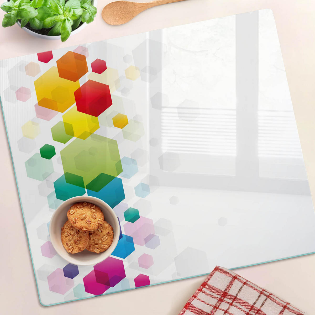 GLASPLATTE 60x52 cm Farbige Würfel - Multicolor, Glas (60/0.4/52cm) - TULUP