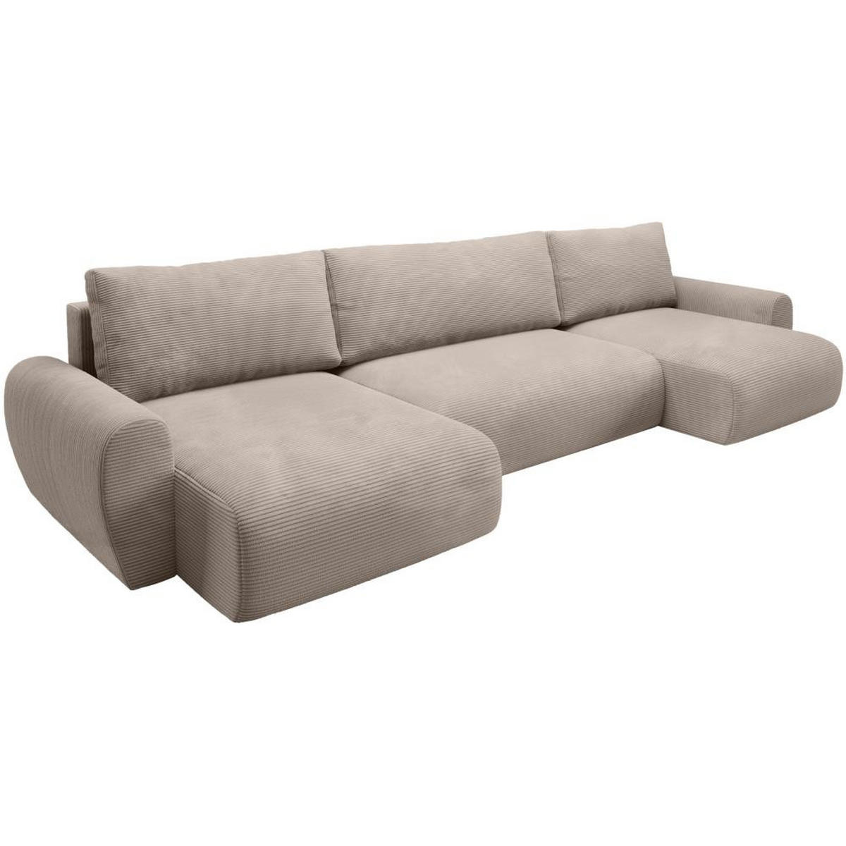 WOHNLANDSCHAFT mit Schlaffunktion Poss U cappuccino - Cappuccino, Textil (395/70/153cm) - Beautysofa
