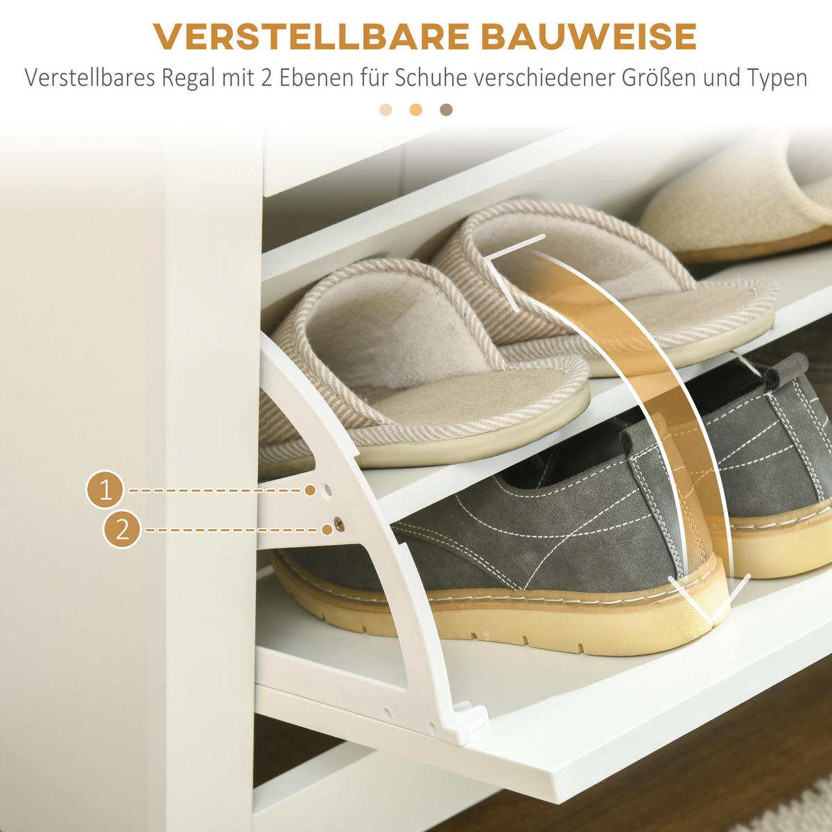 SCHUHSCHRANK Schuhregal mit Schublade Schuhständer für 18 Paar Schuhe Weiß+Natur - Naturfarben/Weiß, Holzwerkstoff/Kunststoff (26/112/72cm) - HOMCOM