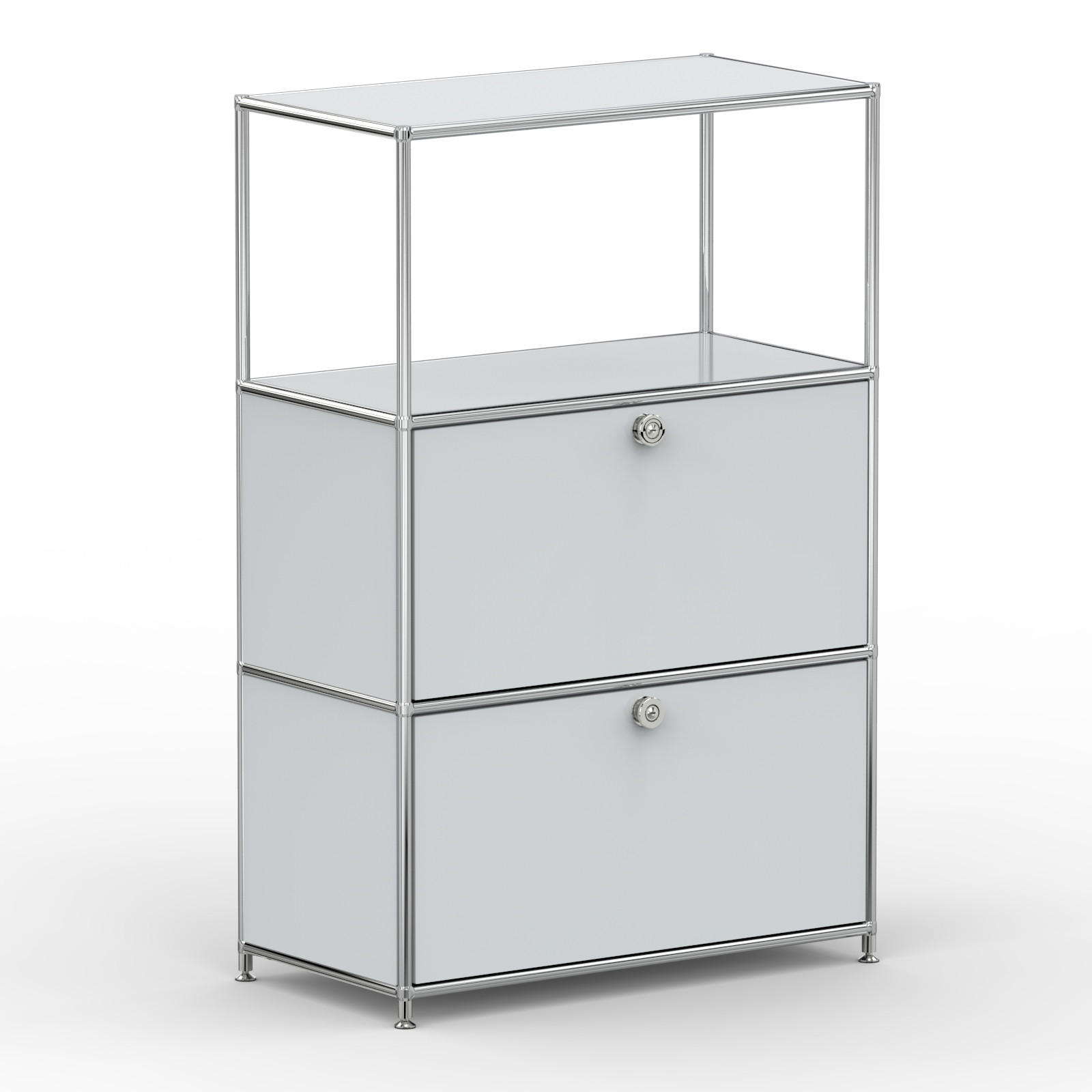 HOCHSCHRANK, 1 offenes Fach, 2 Klappen, Breite 77 cm, Lichtgrau - Chromfarben/Silberfarben, Metall (40/118/77.2cm) - Versee