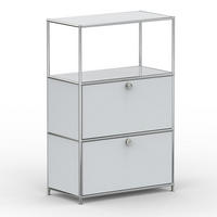 HOCHSCHRANK, 1 offenes Fach, 2 Klappen, Breite 77 cm, Lichtgrau - Chromfarben/Silberfarben, Metall (40/118/77.2cm) - Versee