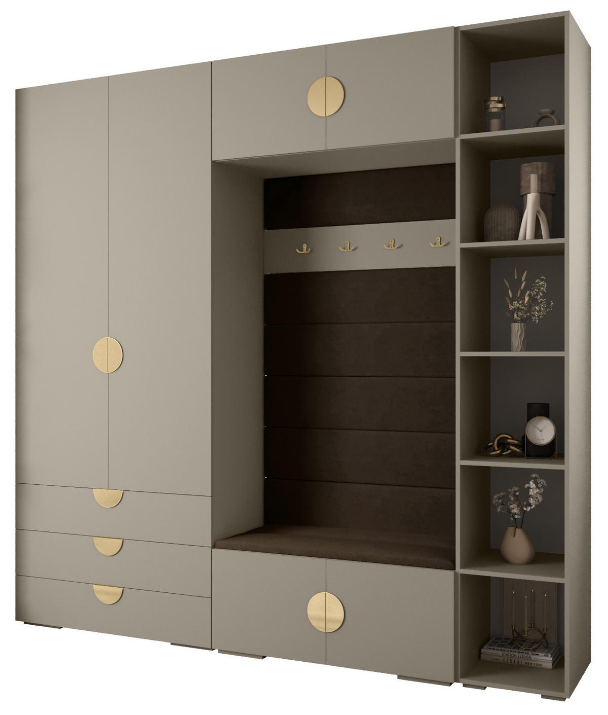 GARDEROBEN-SET 236,7/240/47 - Kaschmir/Goldfarben, Holz/Kunststoff (240/236.7/47cm) - Abiks Möbel
