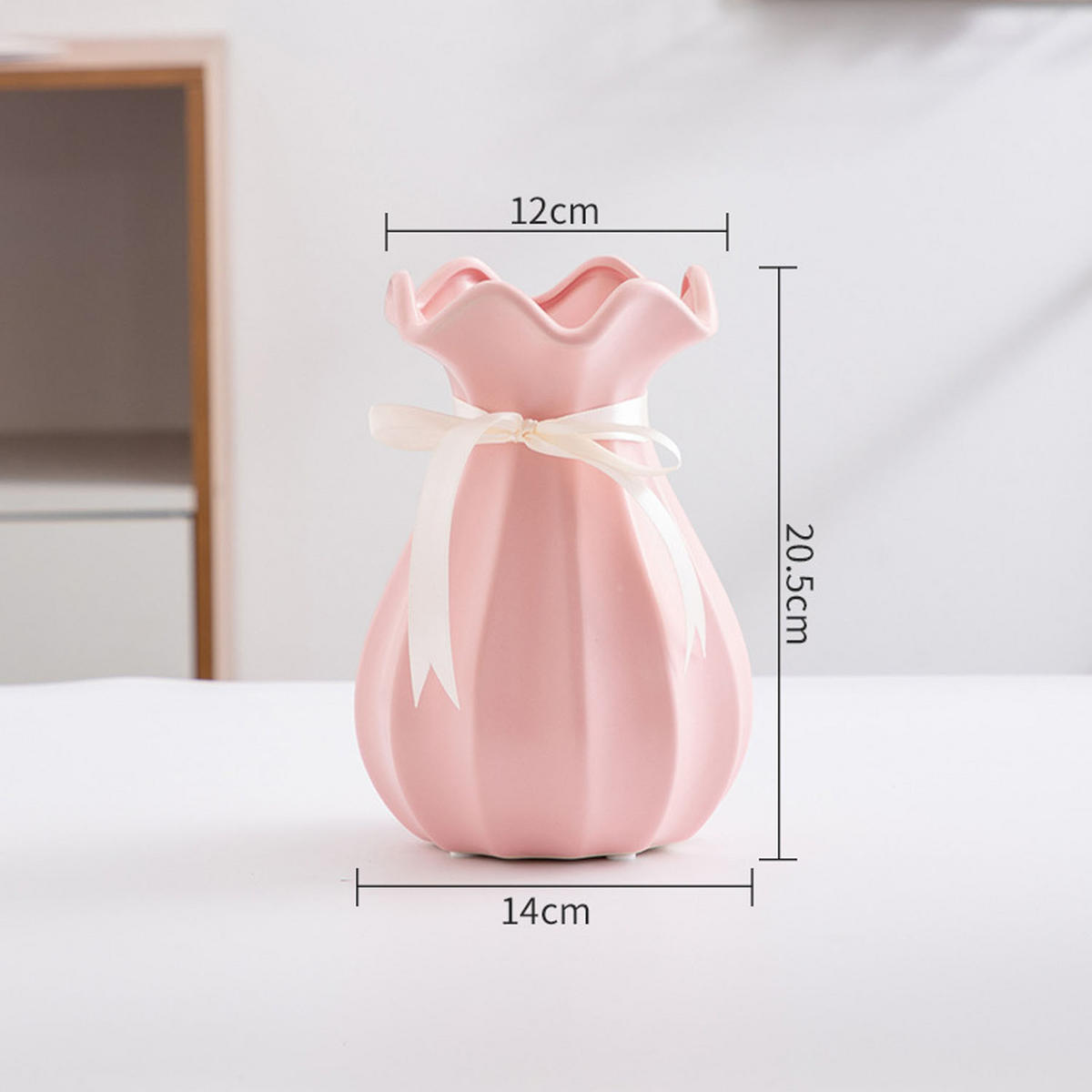 VASE 14 x 14 x 20,5 cm Keramik - Pink, Keramik (14cm) - LIBRATON