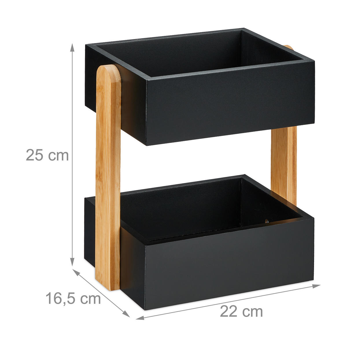 SCHREIBTISCHORGANIZER - Schwarz, Holz/Holzwerkstoff (16.5/22/25cm) - Relaxdays