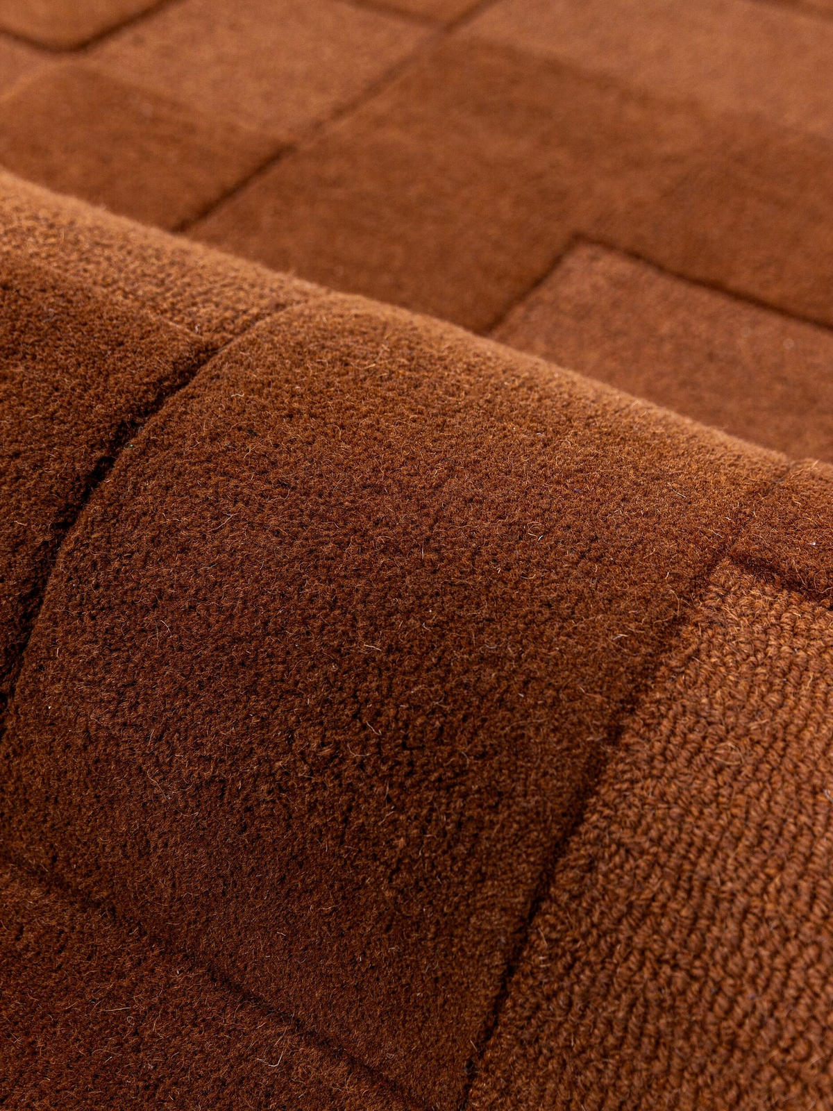 TEPPICH aus Wolle, handgetuftet, DEBEN, in Terrakotta, Schachbrettmuster, 160 x 230 cm - Orange, Textil (160/230cm) - KADIMA DESIGN