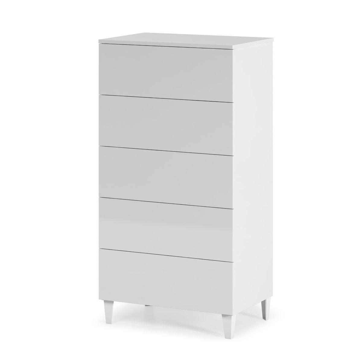 KOMMODE 5 Schubladen Loft - L61 cm - Weiß, Holzwerkstoff (40/117/61cm) - Calicosy