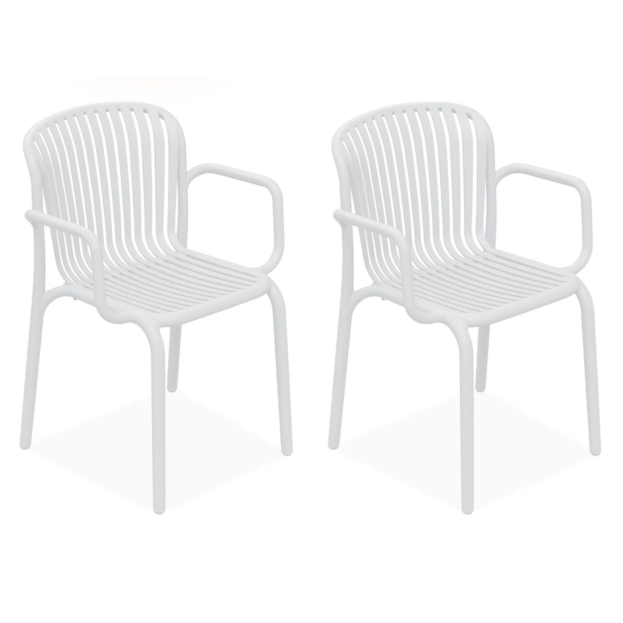 GARTENSTUHL FICCARI 2-er Set, Weiß - Weiß, Kunststoff (57.5/82.5/53cm) - KONSIMO®