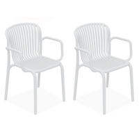 GARTENSTUHL FICCARI 2-er Set, Weiß - Weiß, Kunststoff (57.5/82.5/53cm) - KONSIMO®