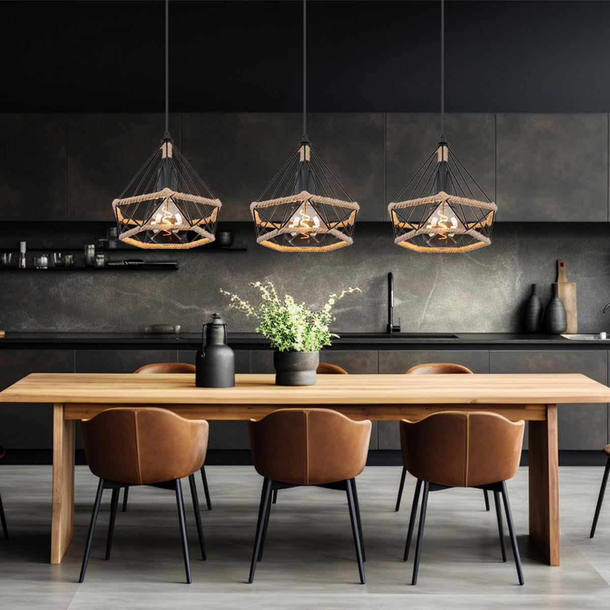 HÄNGELEUCHTE Metall Schwarz 3 Flammig - Schwarz, Metall (100/25/120cm) - Globo Lighting