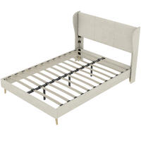 POLSTERBETT 160/200 cm DE-35481 mit Kopfteil Beige - Beige, Metall (160/200cm) - ComfortXL