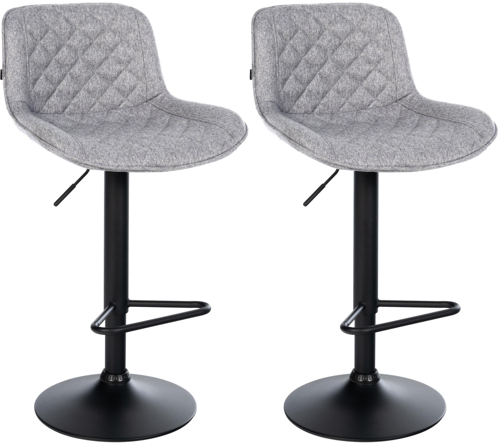 BARHOCKER 2er Set Stoff Grau - Schwarz/Grau, Textil/Metall (50/84/52cm) - CLP