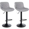 BARHOCKER 2er Set Stoff Grau - Schwarz/Grau, Textil/Metall (50/84/52cm) - CLP